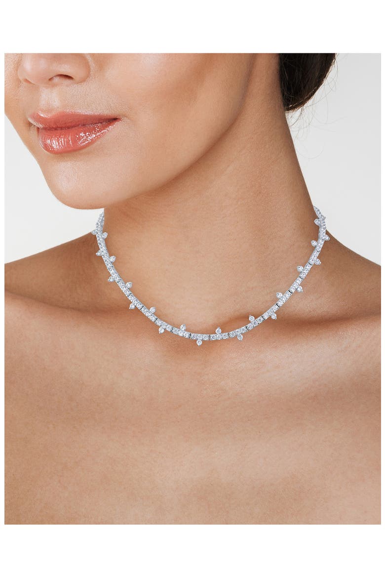 Cubic Zirconia Spike Tennis Necklace, Alternate, color, RHODIUM PLATED