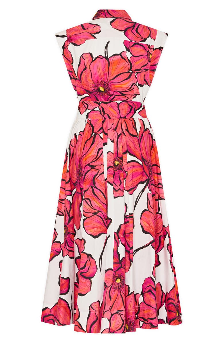 Milly Jules Windflower Stretch Cotton Midi Shirtdress, Alternate, color, Coral Multi