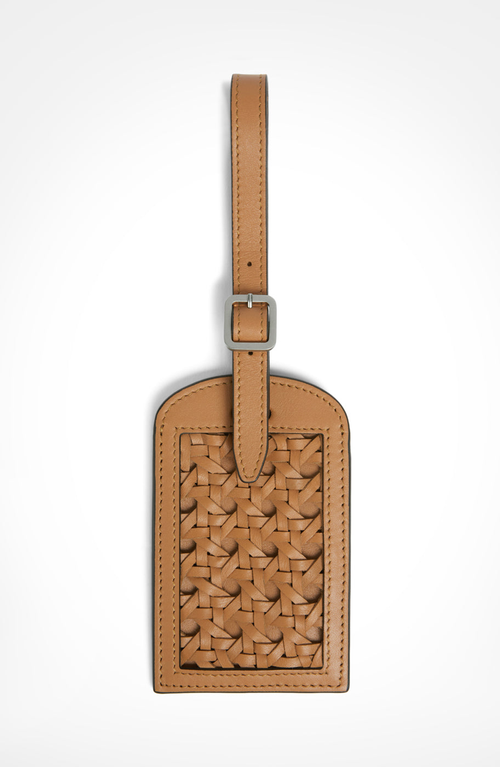 Aviteur Paglia Di Vienna Weave Calfskin Luggage Tag In Brown