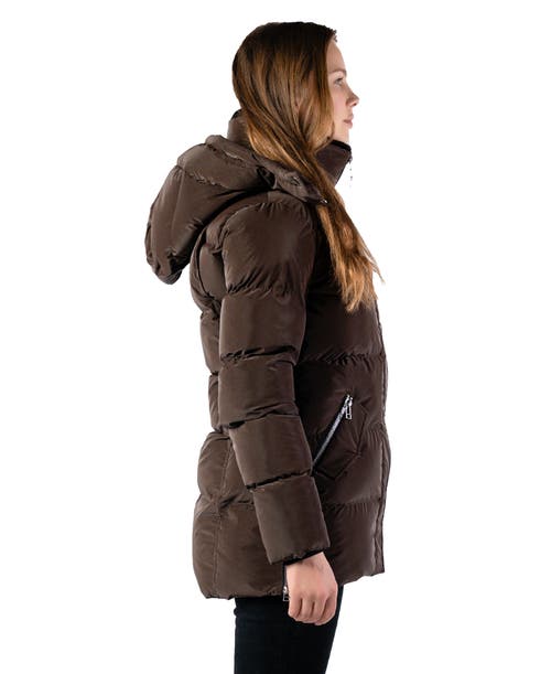 Woodpecker Bumnester 3/4 Length Quilted Coat In Brown