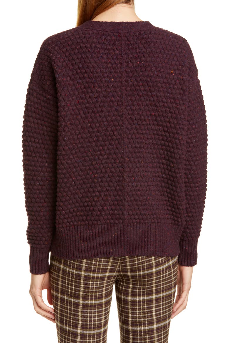 Marled Wool & Cashmere Crop Cardigan, Alternate, color, BURGUNDY