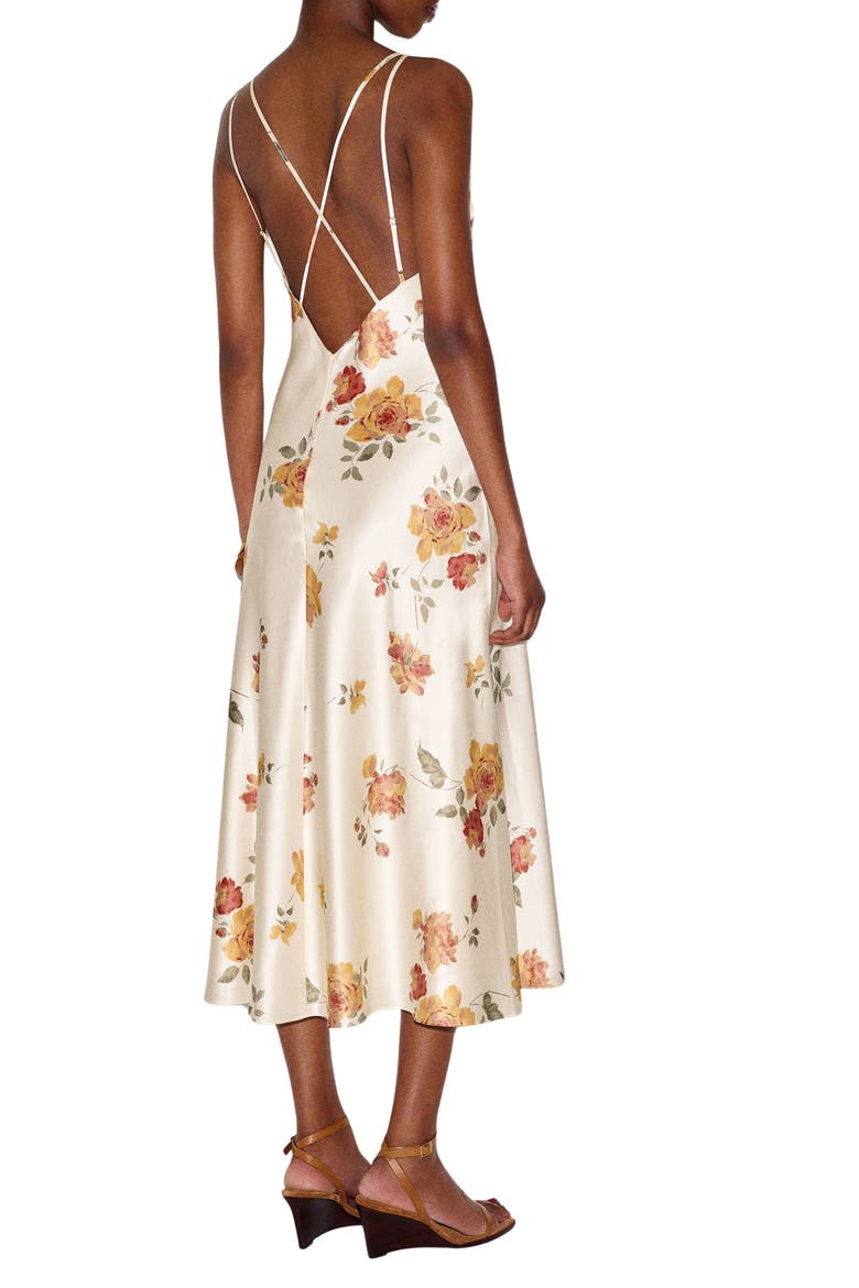 Anaya Floral Silk Dress, Alternate, color, CLIMBING ROSE