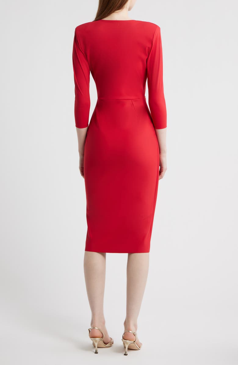 Chiara Boni La Petite Robe Zuhur Pleated Cocktail Sheath Dress, Alternate, color, Ruby