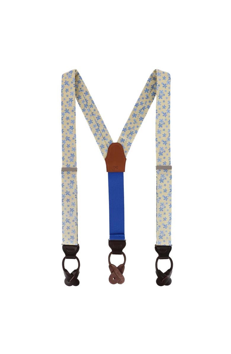 Trafalgar Weldon Floral Silk Button End Suspenders, Alternate, color, Yellow And Light Blue