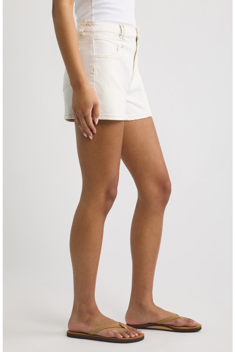 Seamed Stretch Denim Shorts, Alternate, color, ECRU