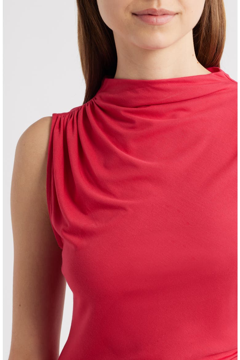 Christen Ruched Mock Neck Top, Alternate, color, CRIMSON