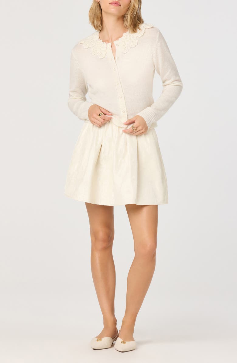 ASTR the Label Meadow Lace Collar Cardigan, Alternate, color, Off White