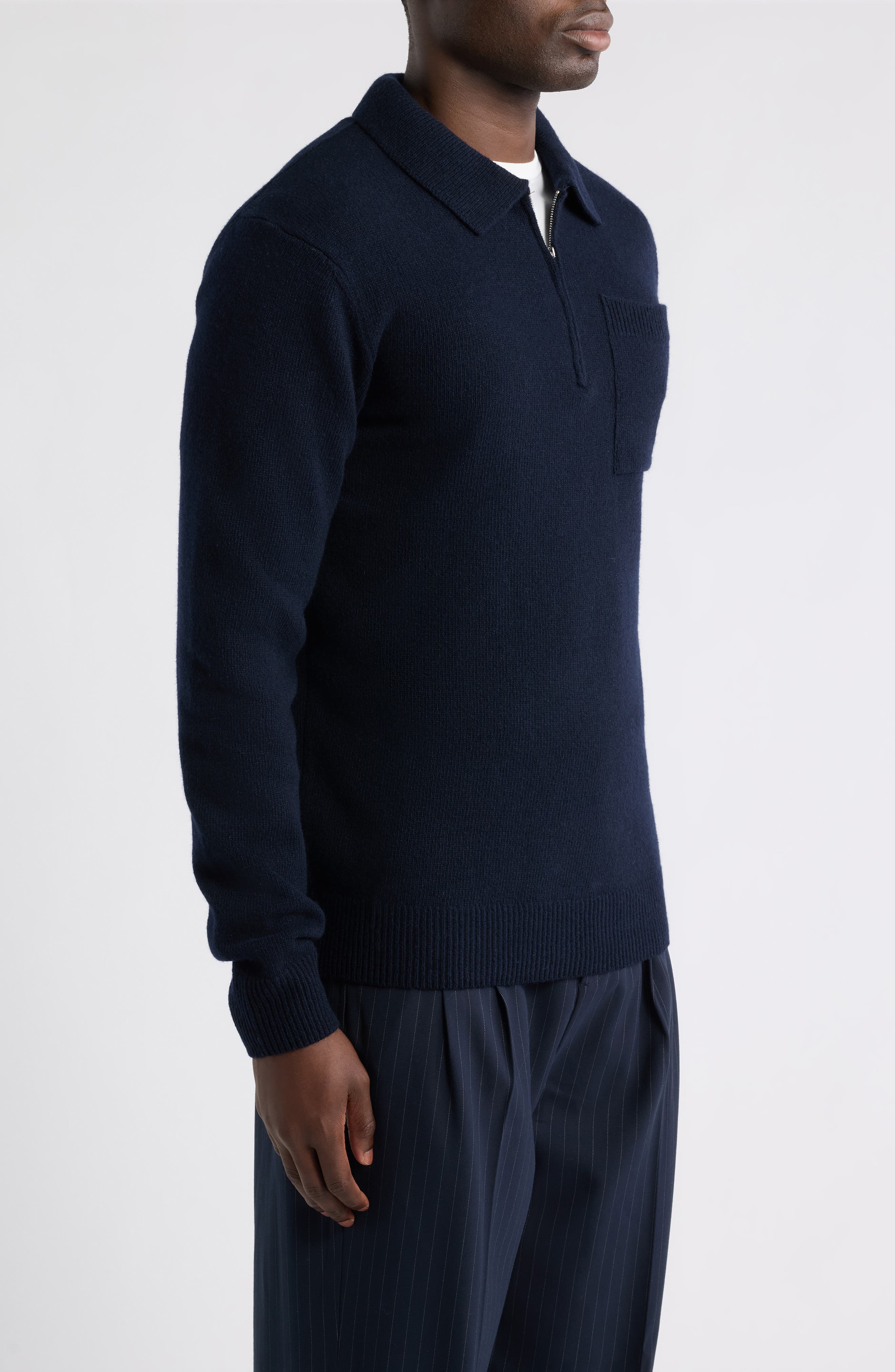 CASUAL FRIDAY Lambswool Quarter Zip Polo Sweater (Men) | Nordstrom