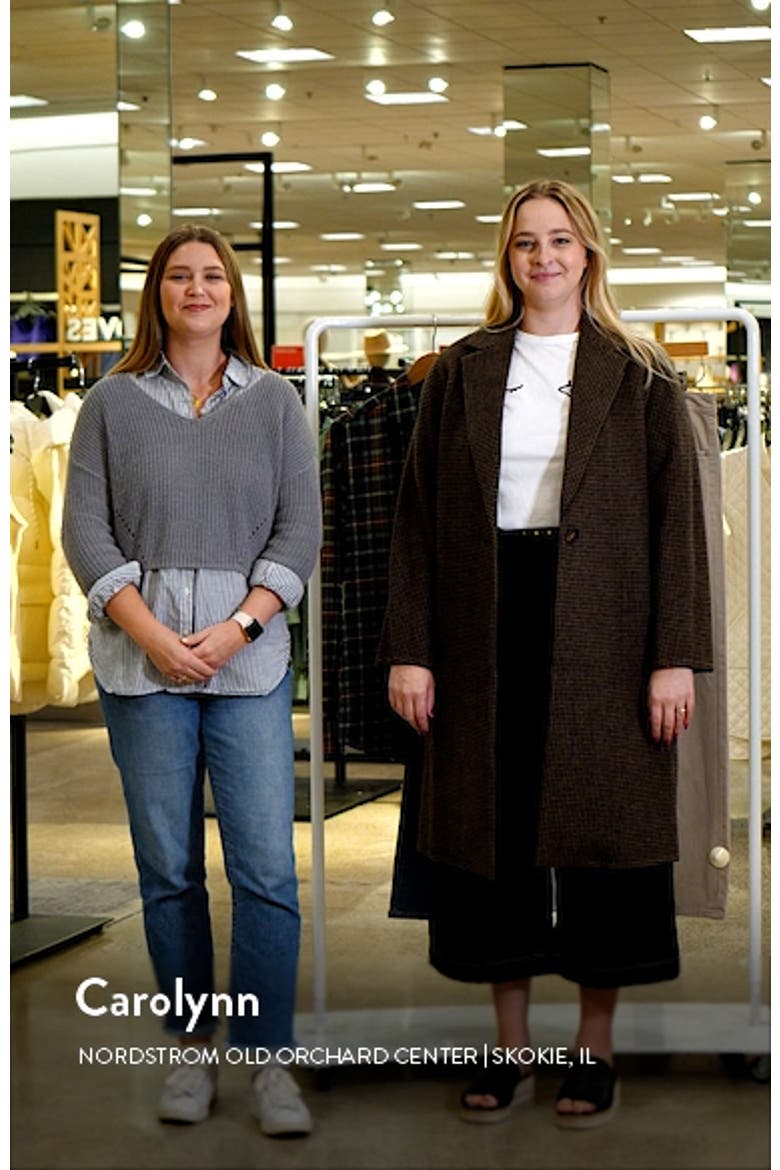 Houndstooth Check Recycled Wool Blend Coat video