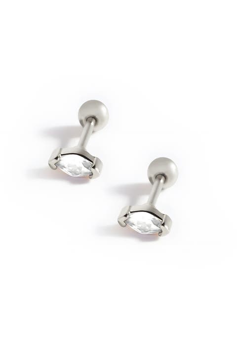 Marquis Gemstone Sleeper Stud Earrings