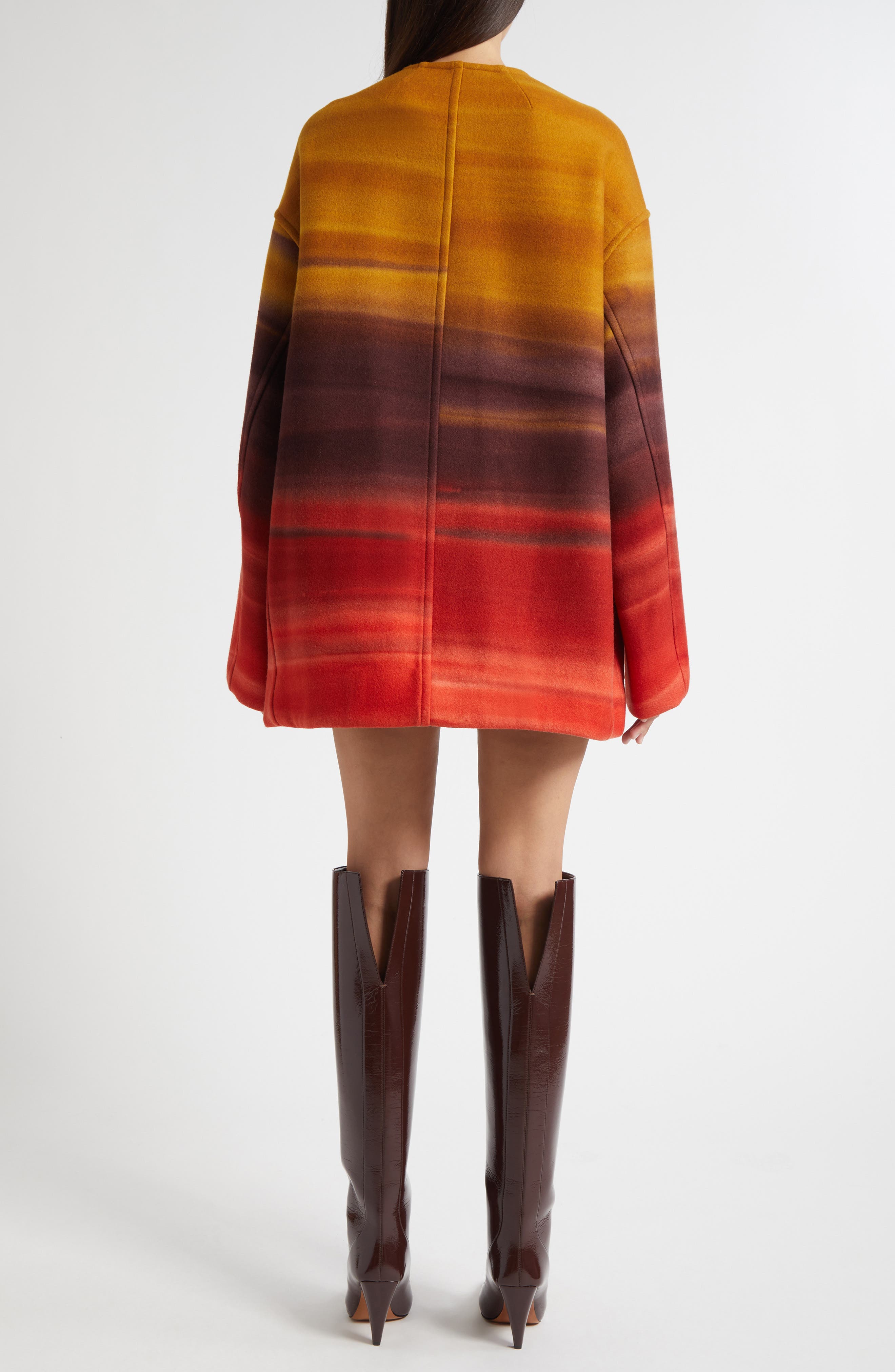 Ambrose Ombre Stripe Oversize Melton Wool Blend Coat - image 2
