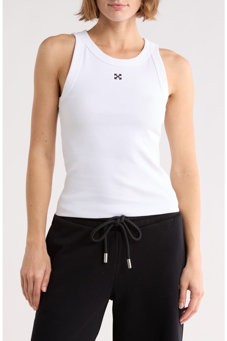 Fitted Ribbed Crop Tank, Main, color, BRIGHT WHITE