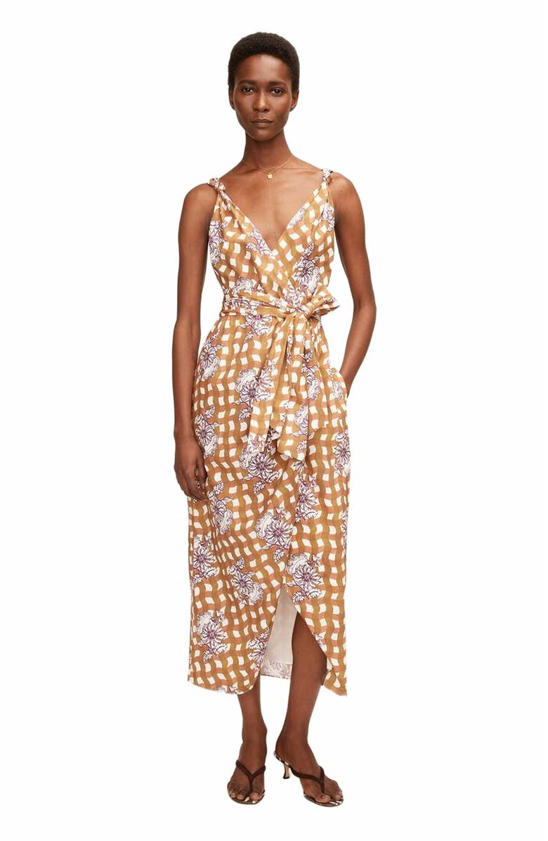 Rebecca Taylor Gingham Daisy Whisper Dress, Main, color, Daisey Toffee Combo