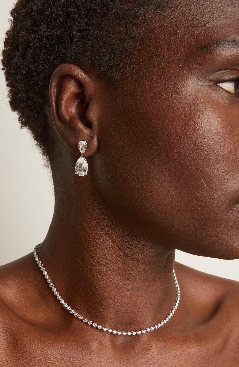 Aurate New York Lab Grown Sapphire Pear Drop Earrings, Alternate, color, White Vermeil