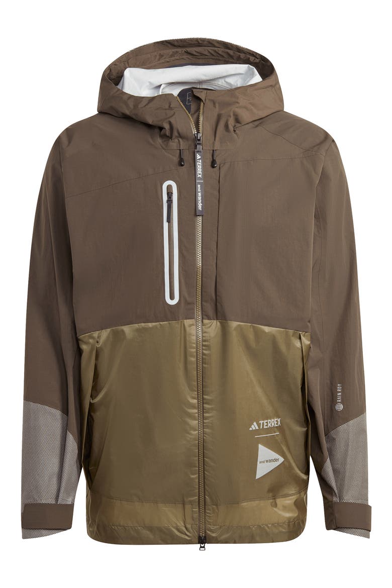 x and wander Terrex Xploric Rain.RDY Water Repellent Hooded Jacket, Alternate, color, SHADOW OLIVE/ OLIVE STRATA