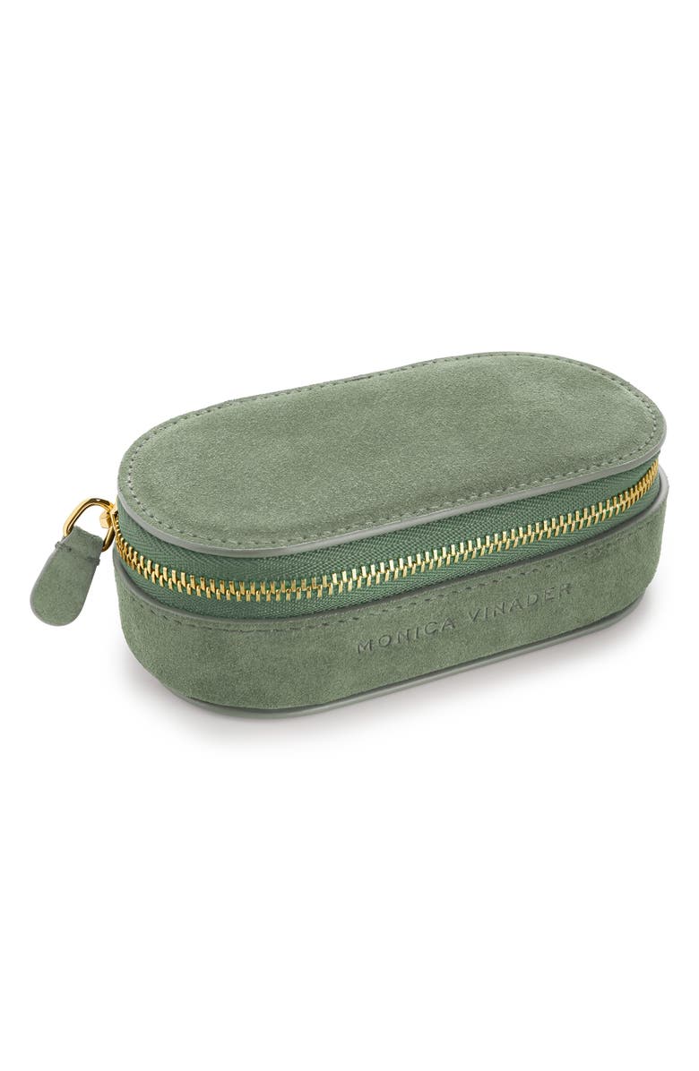 Monica Vinader Mini Suede Jewelry Box, Main, color, Olive