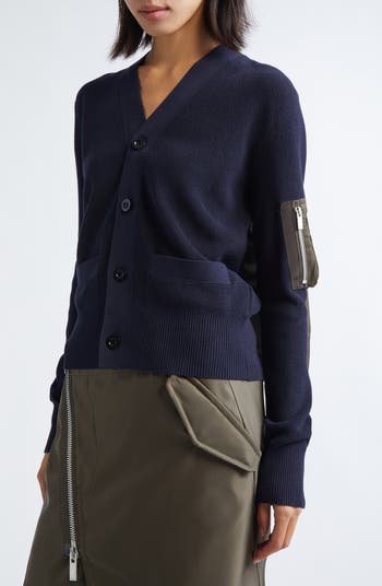 トップス sacai Chiffon Mix Wool Knit Cardigan 2023AW サカイ sacai Chiffon Mix Wool Knit Cardigan シフォン