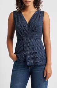 Loveappella Twist Front Sleeveless Top
