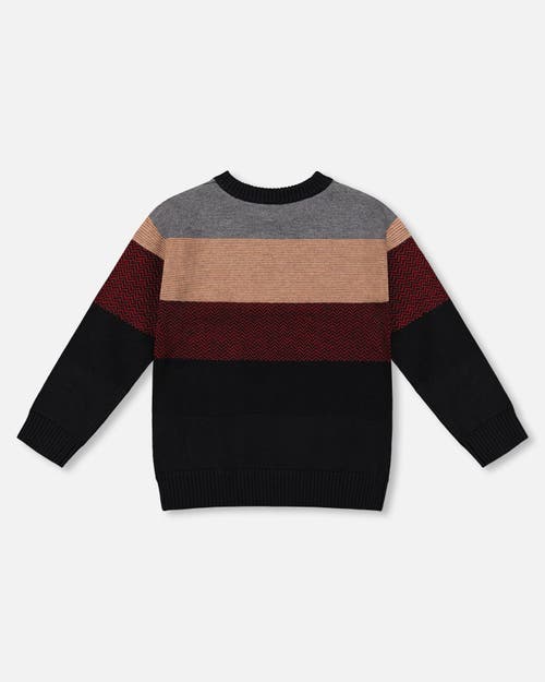 Deux Par Deux Color Block Knit Sweater In Brown