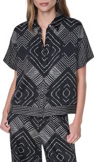DKNY Scarf Print Button Front Shirt