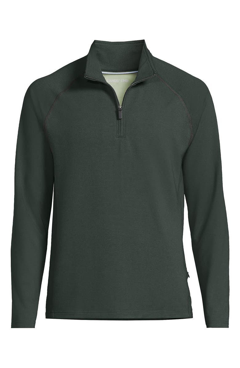 Lands' End Long Sleeve Raglan Hybrid Quarter Zip, Alternate, color, Evening Forest