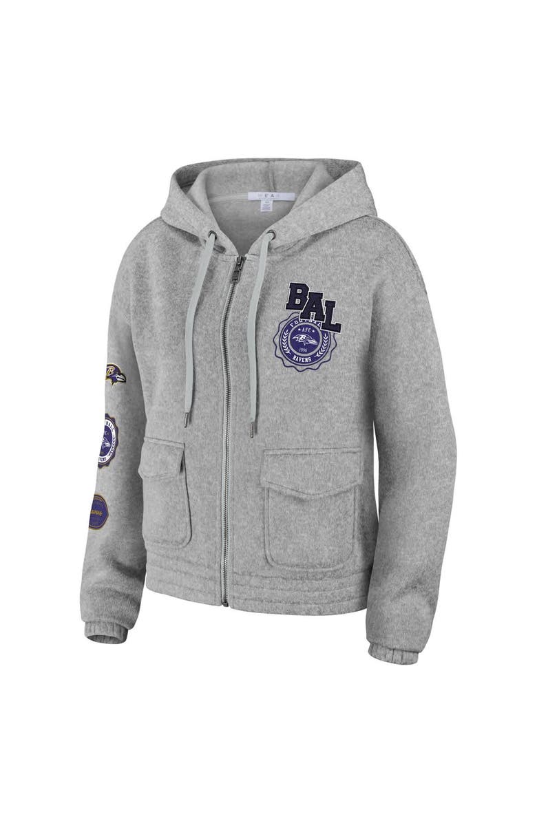 WEAR by Erin Andrews Women's WEAR by Erin Andrews Heather Gray Baltimore Ravens Full-Zip Hoodie, Alternate, color, Heather Gray