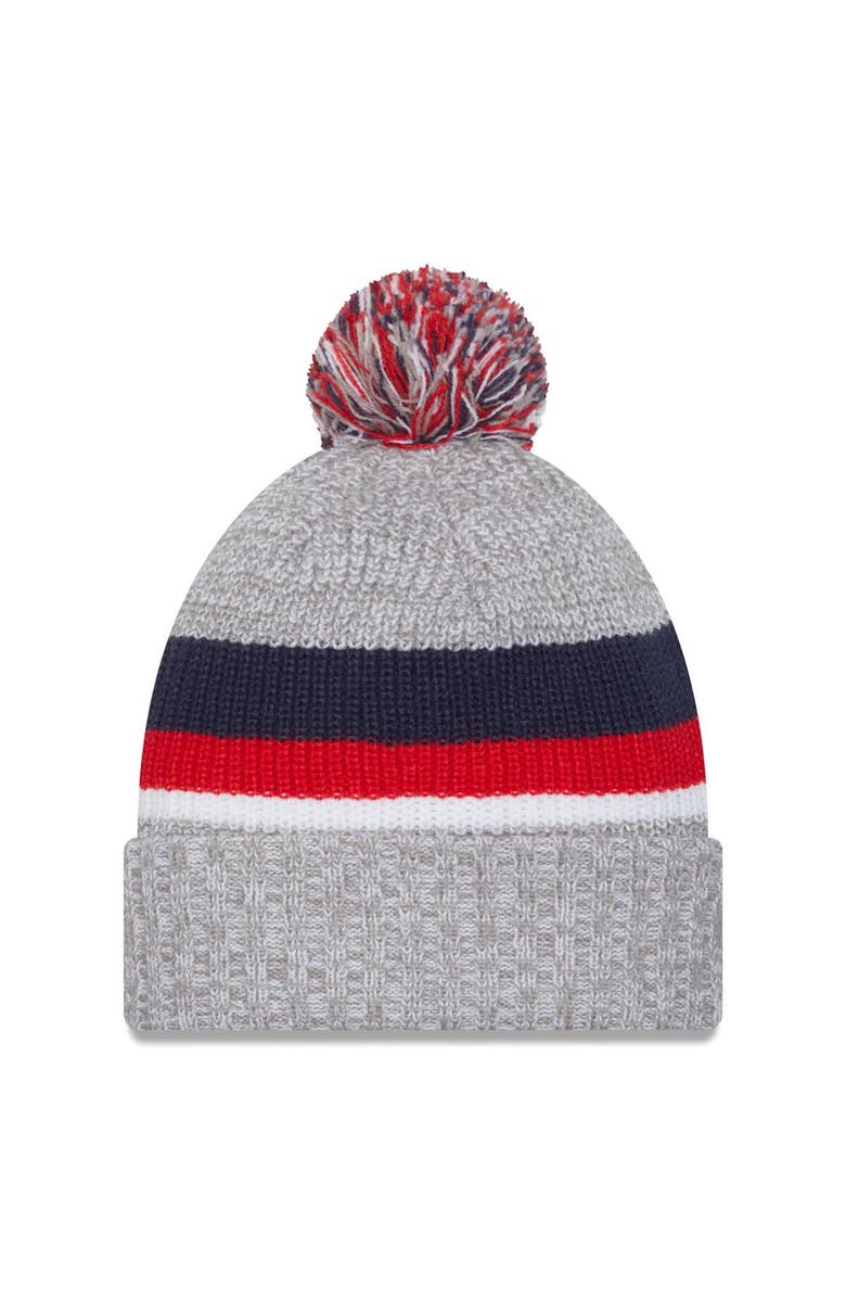 New Era Men's New Era Heather Gray New England Patriots Cuffed Knit Hat with Pom, Alternate, color, 