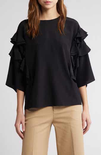 Ruffle Sleeve Silk Top