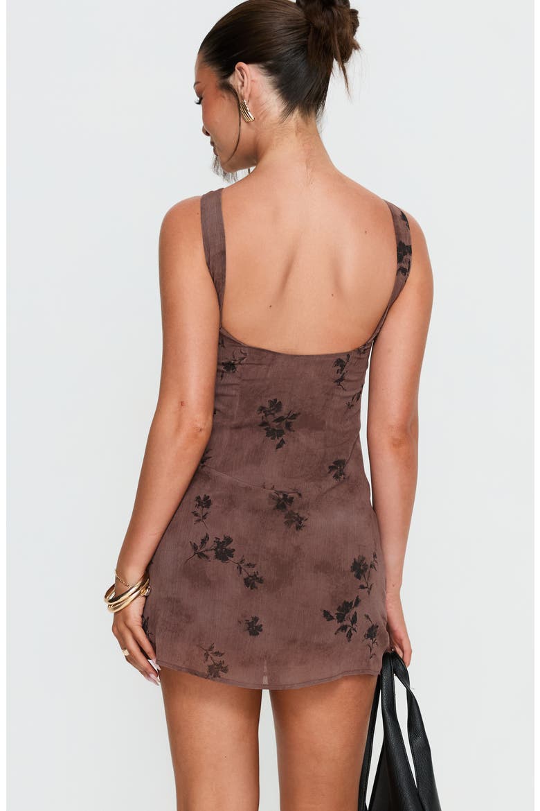 Edwyn Floral Print Sleeveless Minidress, Alternate, color, BROWN FLORAL