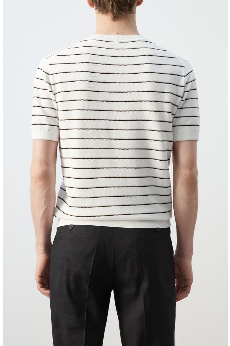Stripe Cotton Knit Shirt, Alternate, color, OFF WHITE