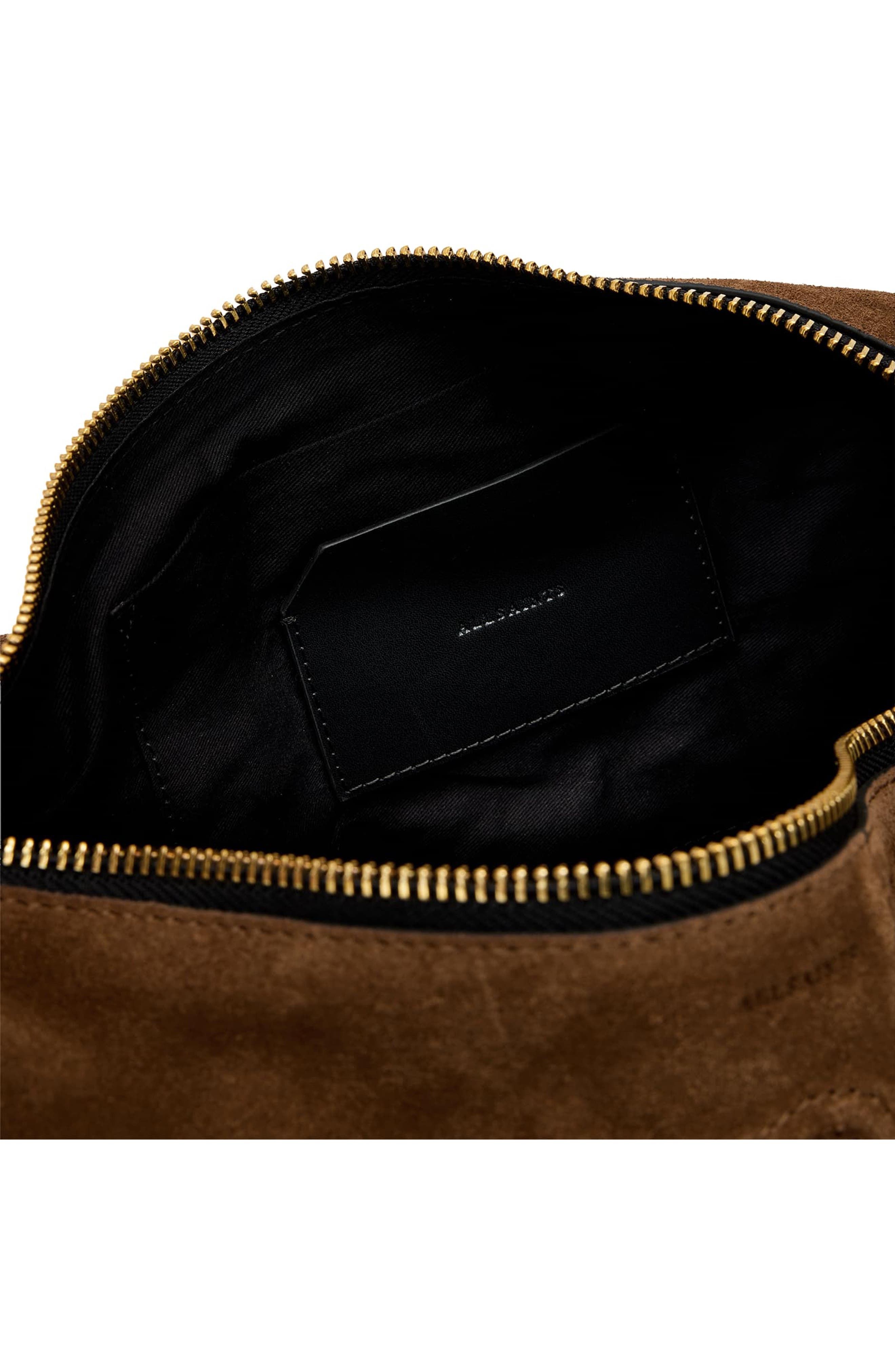AllSaints Jean Rey Suede Shoulder Bag, Alternate, color, Sugar Brown