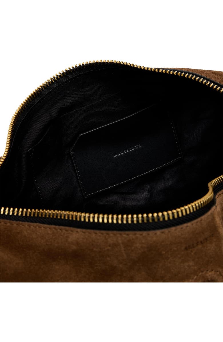 AllSaints Jean Rey Suede Shoulder Bag, Alternate, color, Sugar Brown
