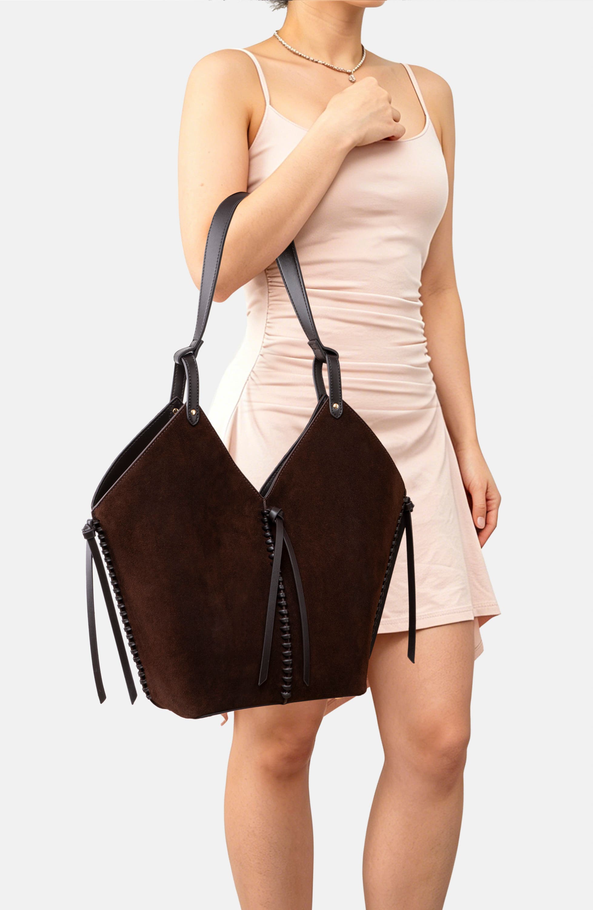 Sedona Suede Tote Bag, Alternate, color, CHOCOLATE