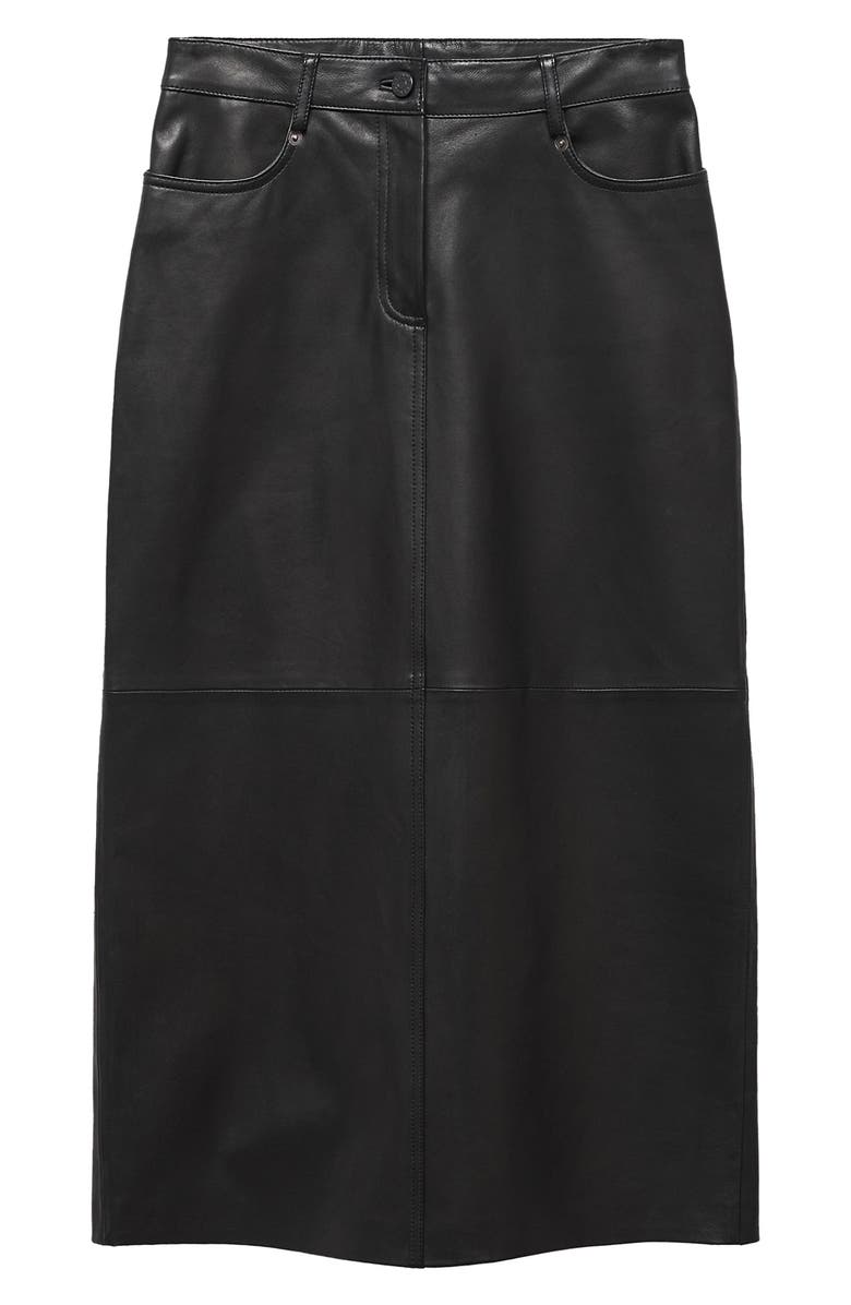 MANGO Leather Midi Pencil Skirt, Main, color, 