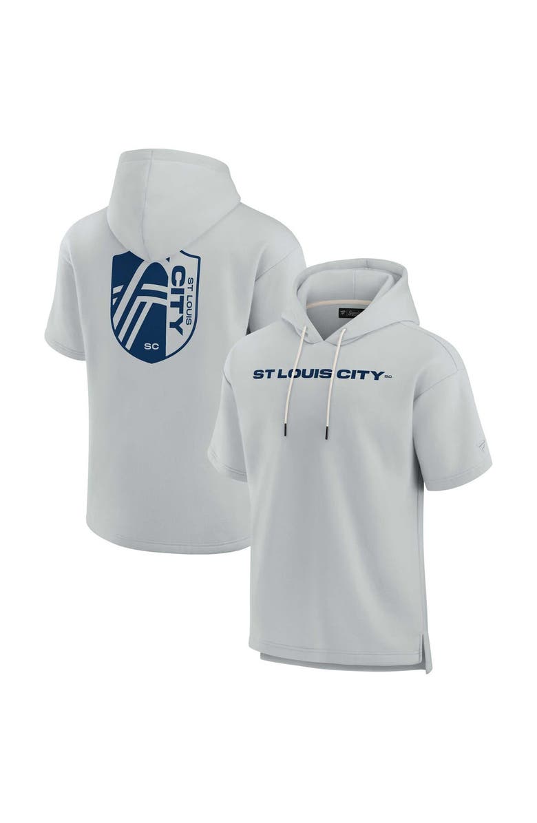 Fanatics Signature Unisex Fanatics Signature Gray St. Louis City SC Elements Super Soft Fleece Short Sleeve Pullover Hoodie, Main, color, Gray