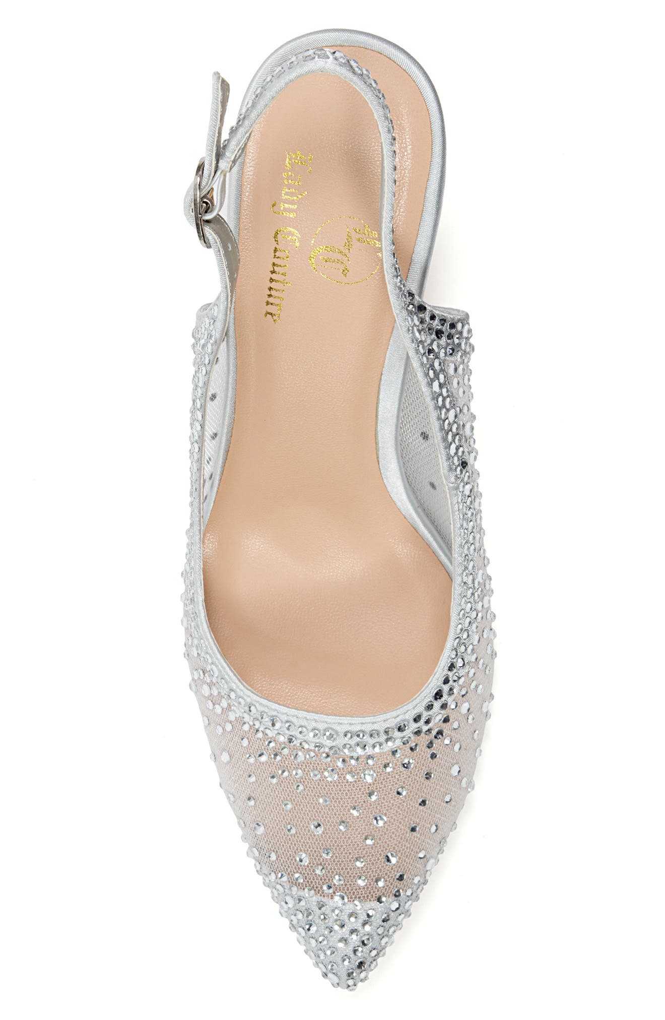 Lola Embellished Pointed Toe Slingback Pump, Alternate, color, SILVER