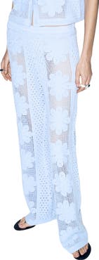 MANGO Openwork Embroidery Straight Leg Pants