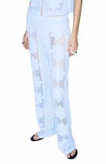 Openwork Embroidery Straight Leg Pants