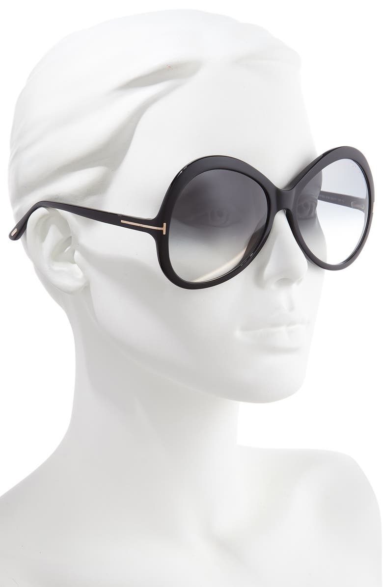 TOM FORD Rose 63mm Gradient Oversize Round Sunglasses, Alternate, color, 