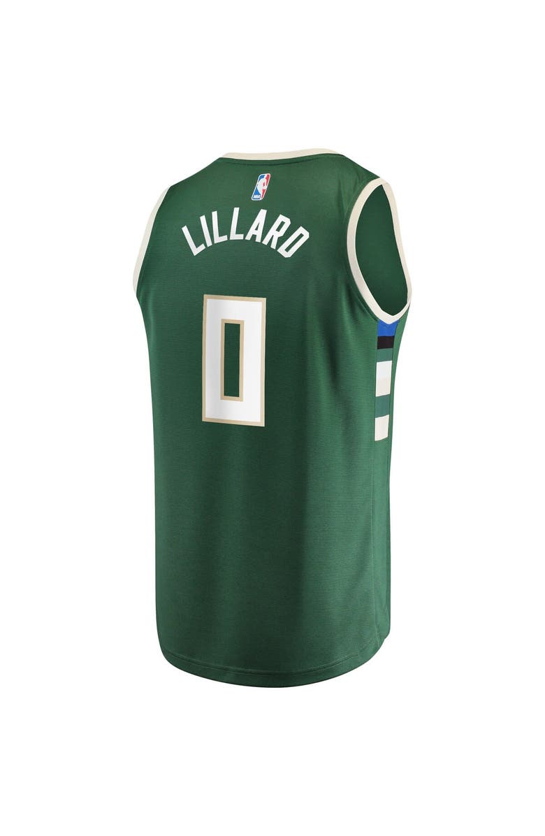 FANATICS Men's Fanatics Branded Damian Lillard Hunter Green Milwaukee Bucks Fast Break Replica Jersey - Icon Edition, Alternate, color,