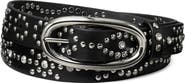 Tory Burch Pierced Studded Leather Buckle Belt