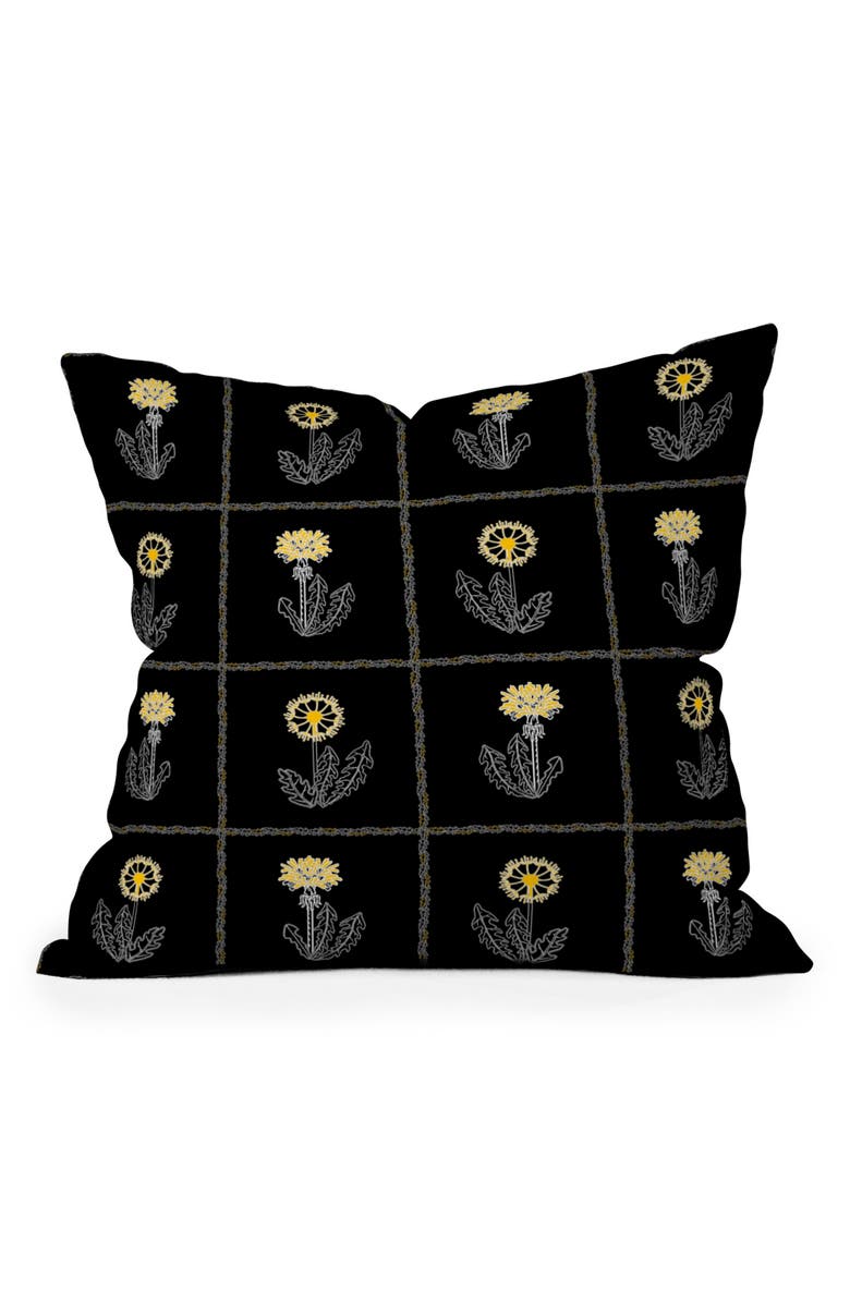 Deny Designs Dandelion Patchwork Accent Pillow, Main, color, Black