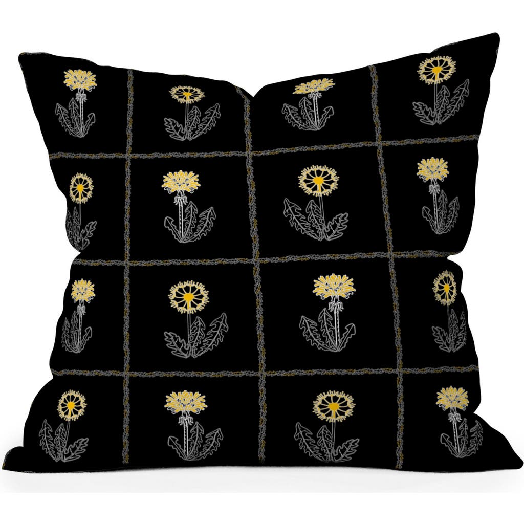 Deny Designs Dandelion Patchwork Accent Pillow In Black