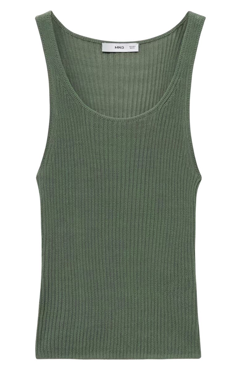 MANGO Chunky Rib Sweater Tank, Main, color, Green