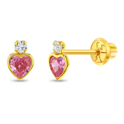 14k Royal Heart Cubic Zirconia Earrings
