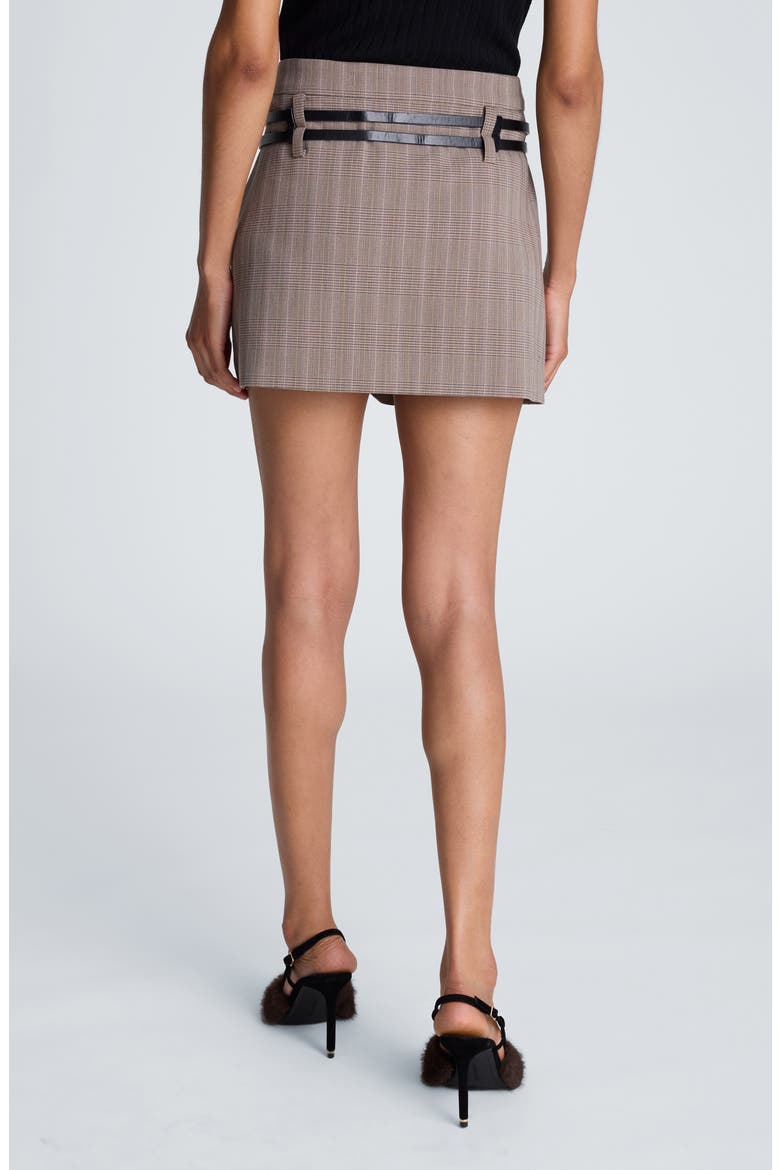Plaid Double Belt Miniskirt, Alternate, color, PEANUT MULTI