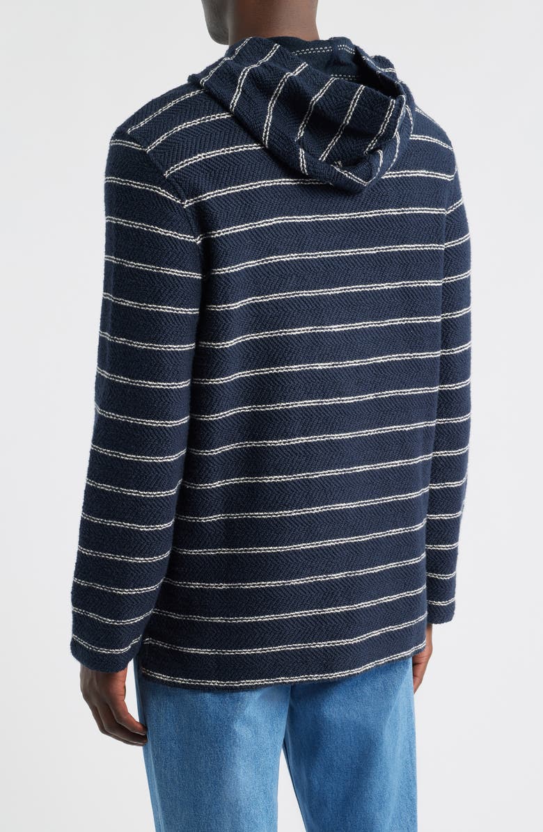 Faherty Whitewater Stripe Organic Cotton Blend Hoodie, Alternate, color, Navy Point Stripe