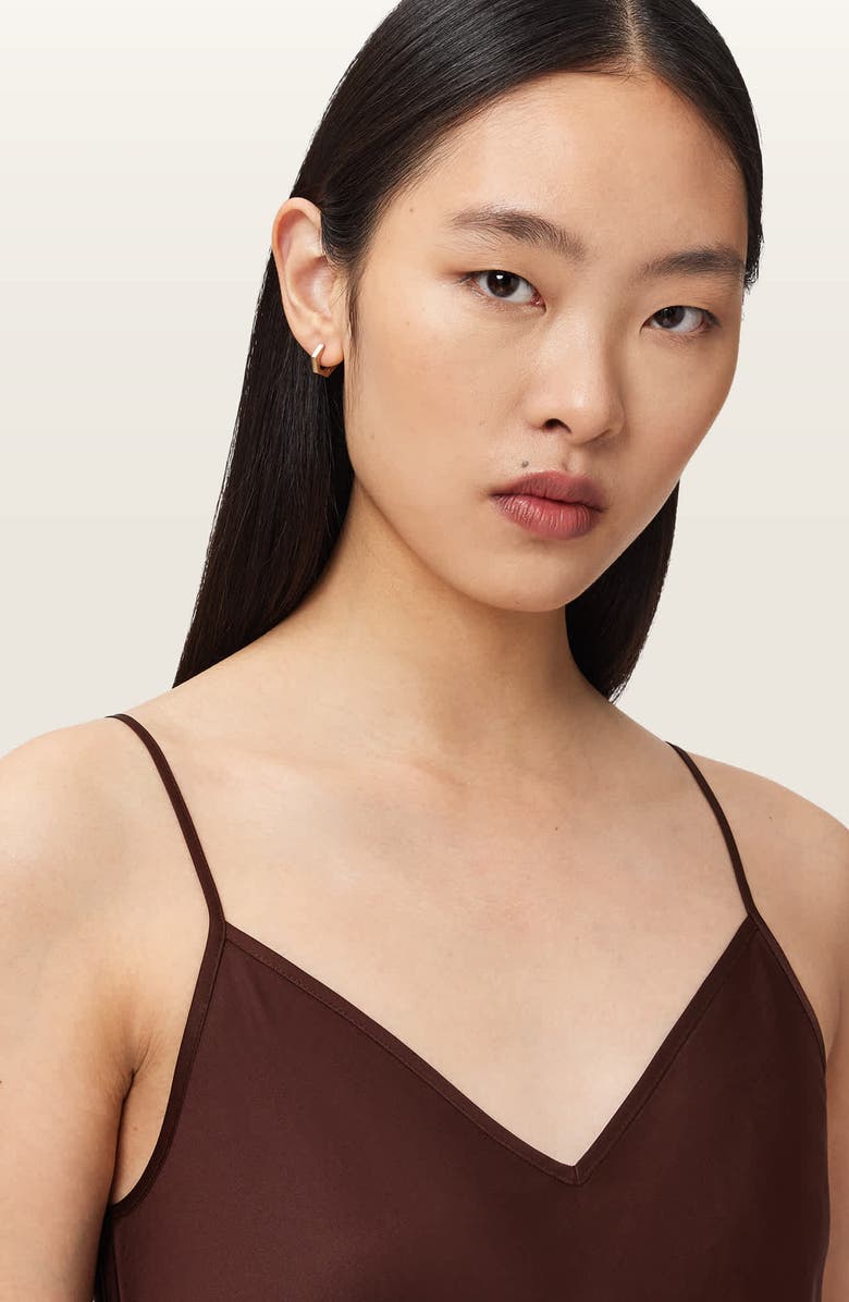 AllSaints Hera Long Sleeve 2-in-1 Rib Sweater & Midi Slipdress, Alternate, color, Bitter Brown