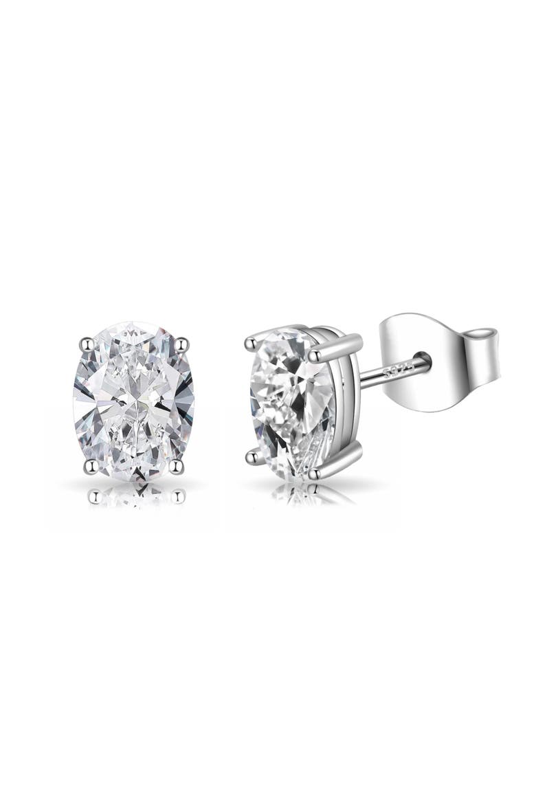 Sterling Silver Oval Cut Stud Earrings, Main, color, Silver