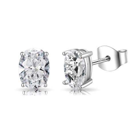 Sterling Silver Oval Cut Stud Earrings